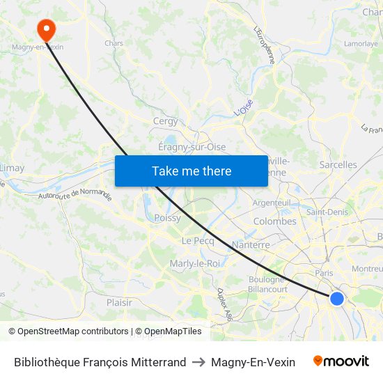 Bibliothèque François Mitterrand to Magny-En-Vexin map