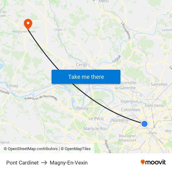 Pont Cardinet to Magny-En-Vexin map