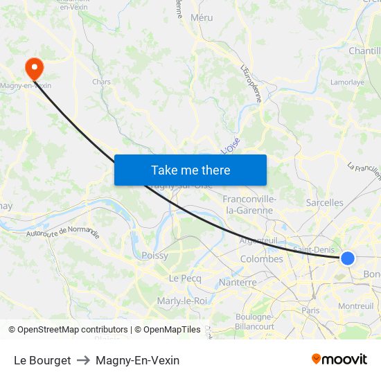 Le Bourget to Magny-En-Vexin map