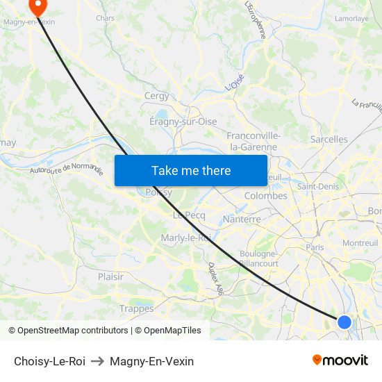 Choisy-Le-Roi to Magny-En-Vexin map