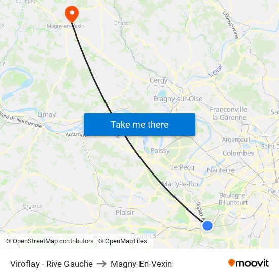 Viroflay - Rive Gauche to Magny-En-Vexin map
