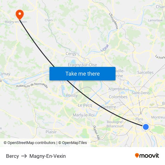 Bercy to Magny-En-Vexin map