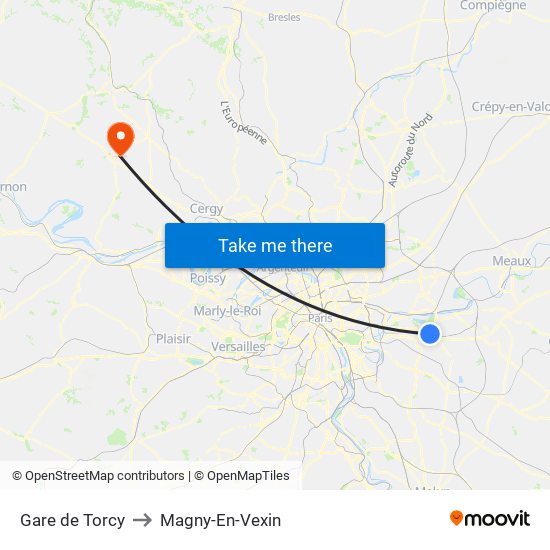 Gare de Torcy to Magny-En-Vexin map