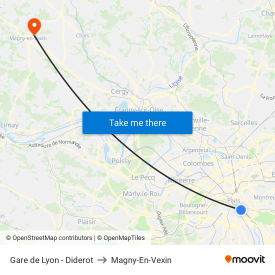 Gare de Lyon - Diderot to Magny-En-Vexin map