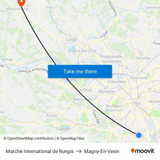 Marché International de Rungis to Magny-En-Vexin map