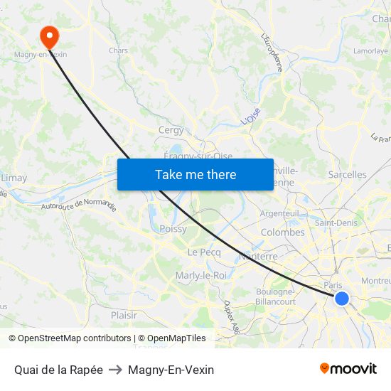 Quai de la Rapée to Magny-En-Vexin map