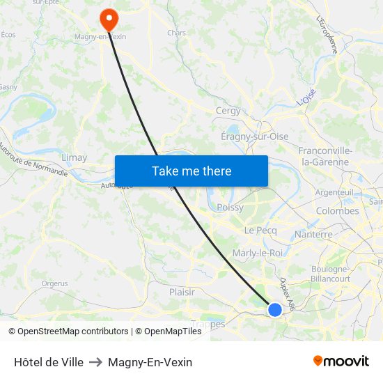 Hôtel de Ville to Magny-En-Vexin map