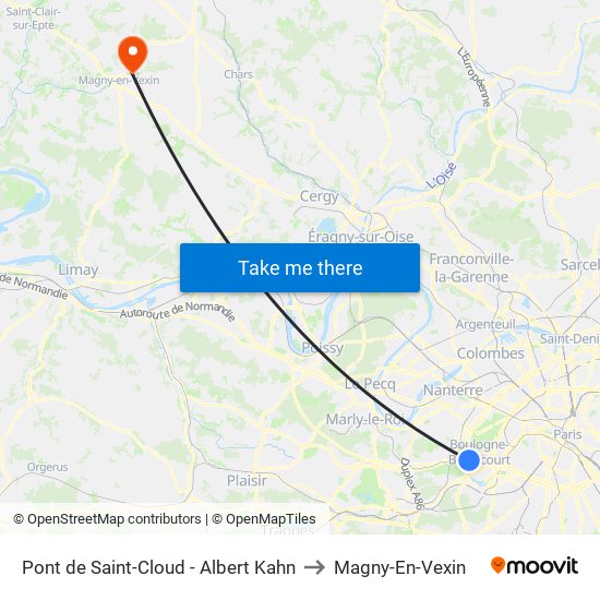 Pont de Saint-Cloud - Albert Kahn to Magny-En-Vexin map