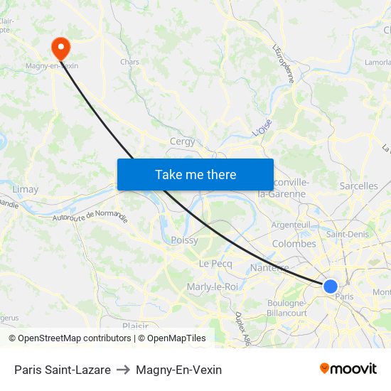 Paris Saint-Lazare to Magny-En-Vexin map