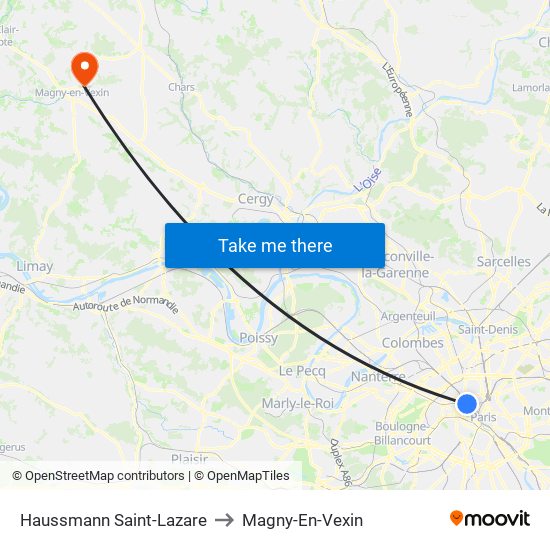 Haussmann Saint-Lazare to Magny-En-Vexin map