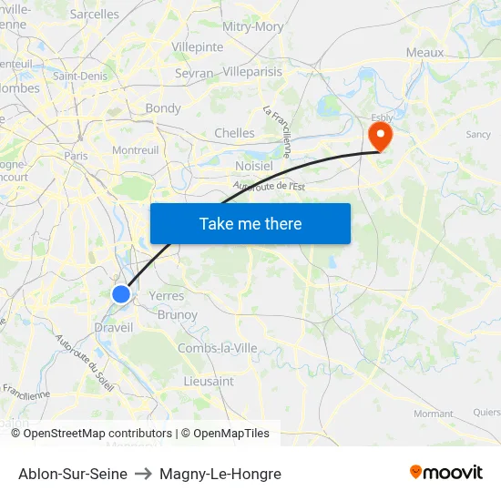 Ablon-Sur-Seine to Magny-Le-Hongre map