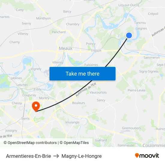 Armentieres-En-Brie to Magny-Le-Hongre map