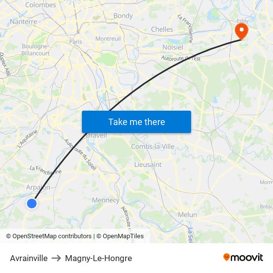Avrainville to Magny-Le-Hongre map