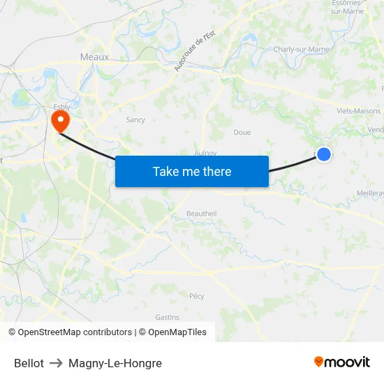 Bellot to Magny-Le-Hongre map