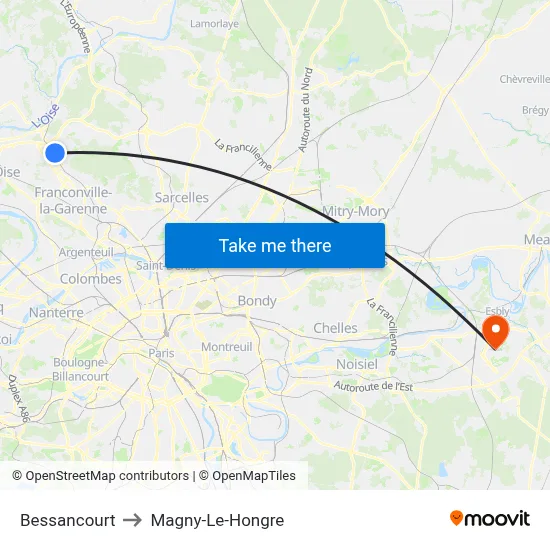 Bessancourt to Magny-Le-Hongre map