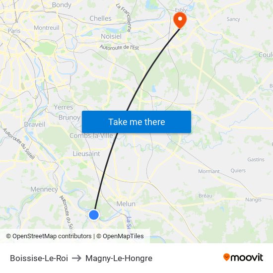 Boissise-Le-Roi to Magny-Le-Hongre map