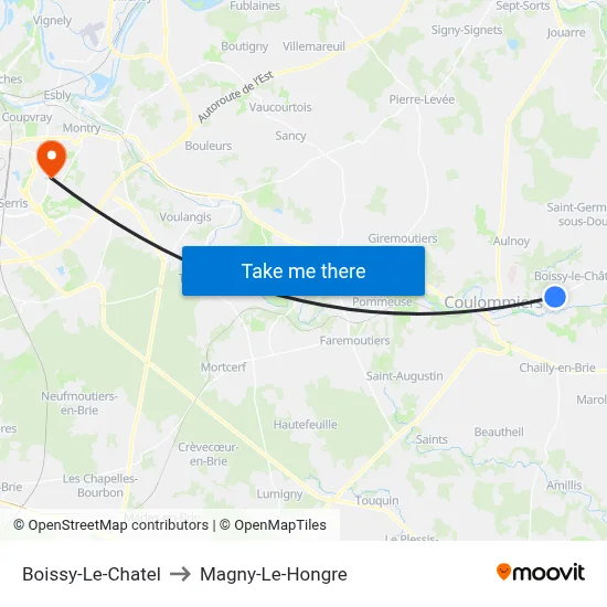 Boissy-Le-Chatel to Magny-Le-Hongre map