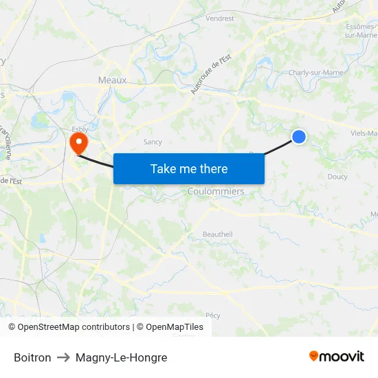 Boitron to Magny-Le-Hongre map
