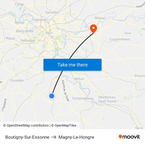 Boutigny-Sur-Essonne to Magny-Le-Hongre map