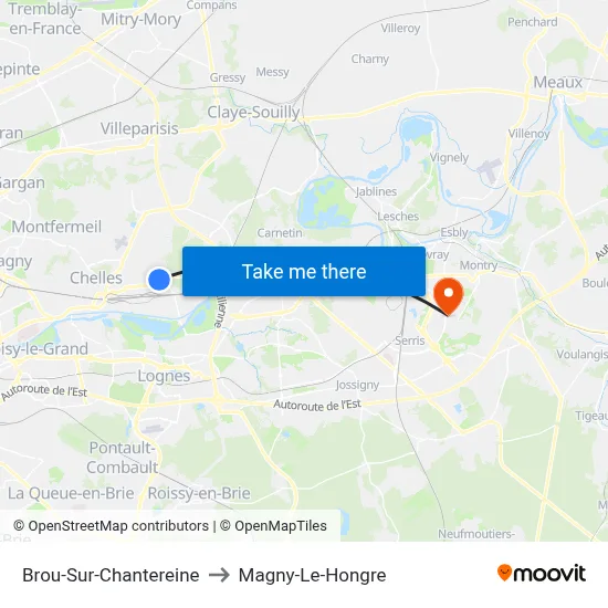 Brou-Sur-Chantereine to Magny-Le-Hongre map