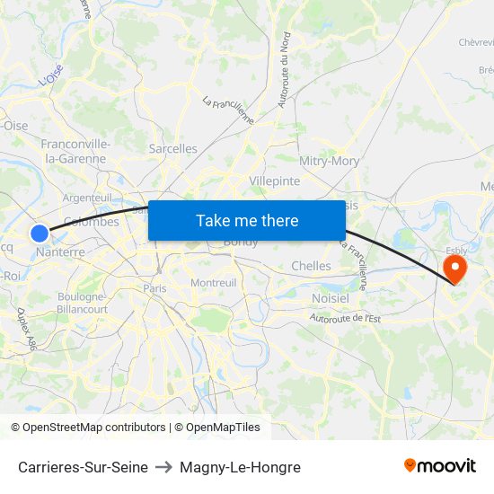 Carrieres-Sur-Seine to Magny-Le-Hongre map