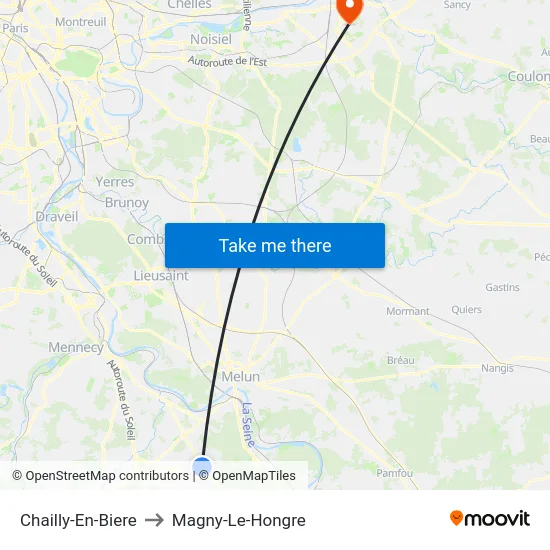 Chailly-En-Biere to Magny-Le-Hongre map