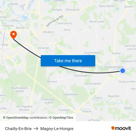 Chailly-En-Brie to Magny-Le-Hongre map