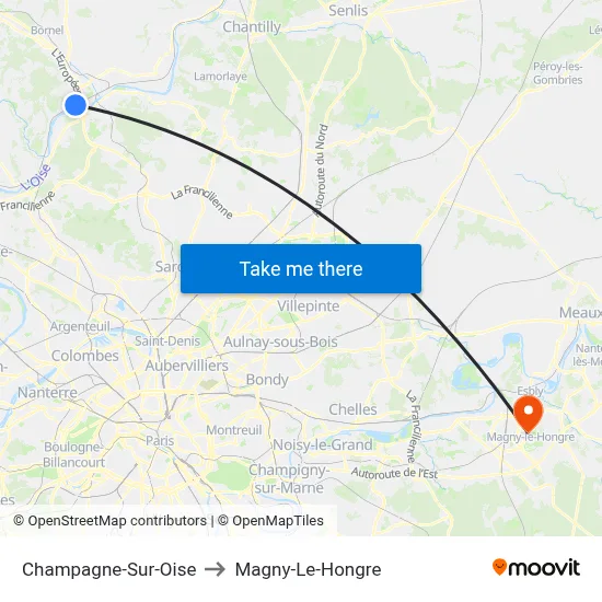 Champagne-Sur-Oise to Magny-Le-Hongre map