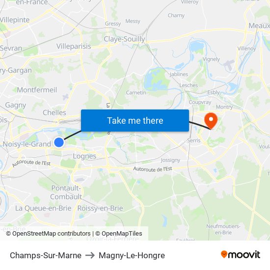 Champs-Sur-Marne to Magny-Le-Hongre map
