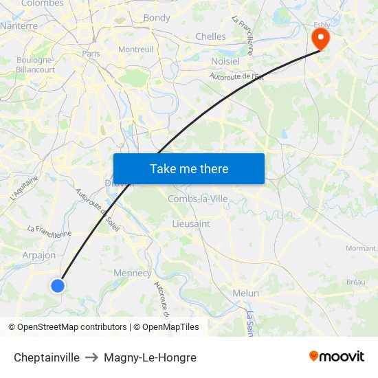 Cheptainville to Magny-Le-Hongre map