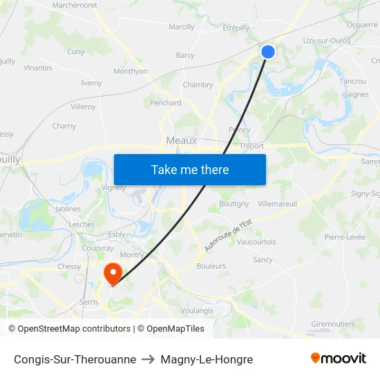 Congis-Sur-Therouanne to Magny-Le-Hongre map