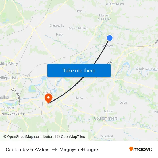 Coulombs-En-Valois to Magny-Le-Hongre map