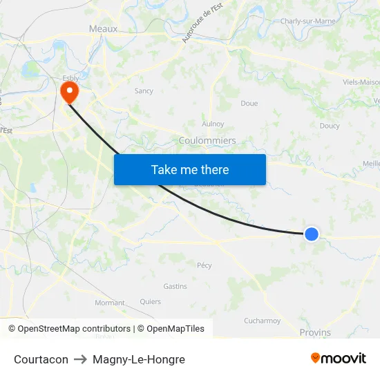 Courtacon to Magny-Le-Hongre map