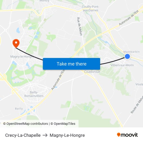 Crecy-La-Chapelle to Magny-Le-Hongre map