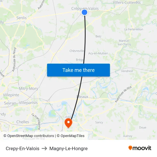Crepy-En-Valois to Magny-Le-Hongre map