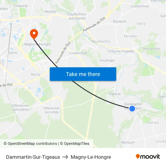 Dammartin-Sur-Tigeaux to Magny-Le-Hongre map