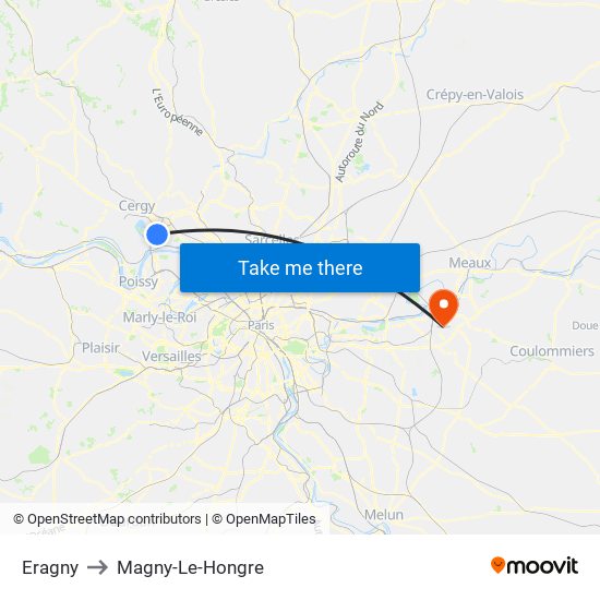 Eragny to Magny-Le-Hongre map