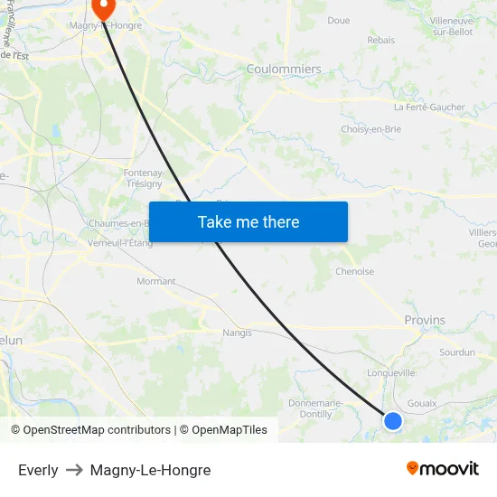 Everly to Magny-Le-Hongre map