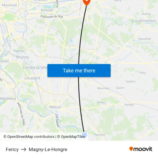 Fericy to Magny-Le-Hongre map