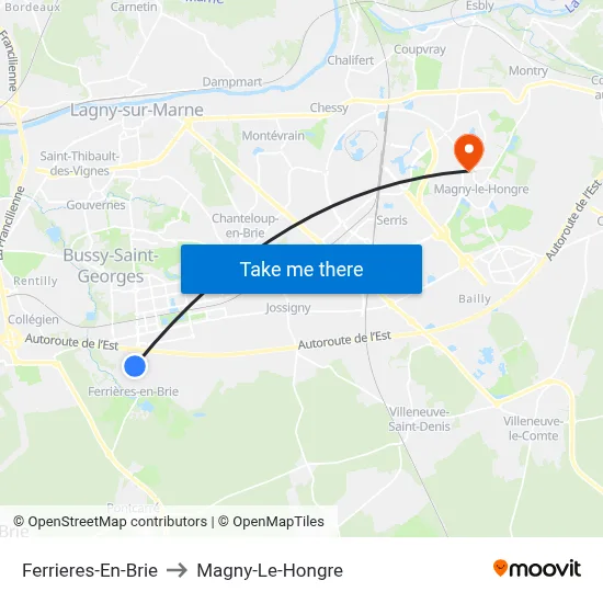 Ferrieres-En-Brie to Magny-Le-Hongre map