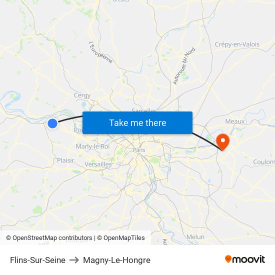 Flins-Sur-Seine to Magny-Le-Hongre map