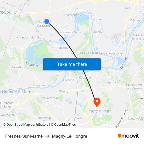 Fresnes-Sur-Marne to Magny-Le-Hongre map
