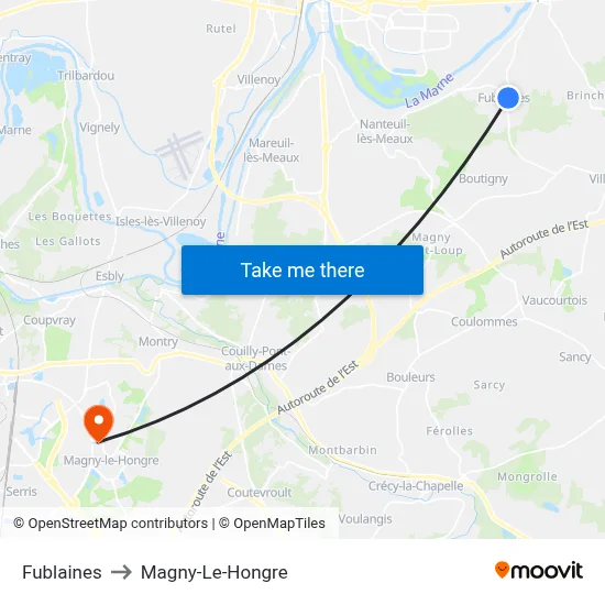 Fublaines to Magny-Le-Hongre map