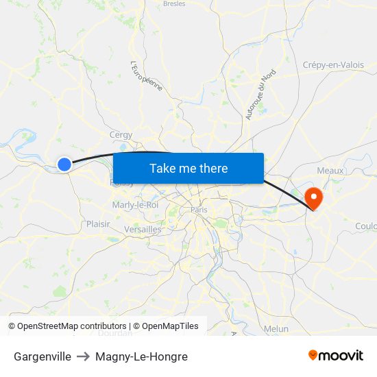 Gargenville to Magny-Le-Hongre map