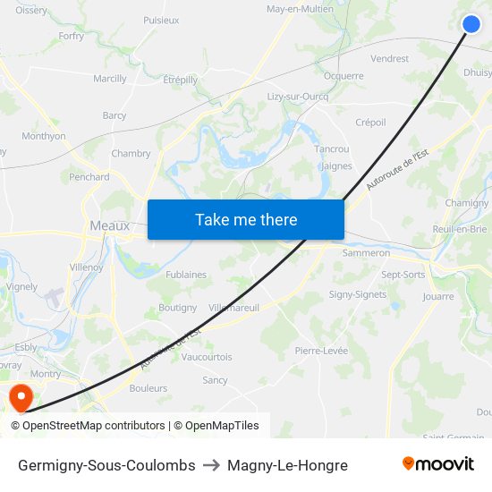 Germigny-Sous-Coulombs to Magny-Le-Hongre map