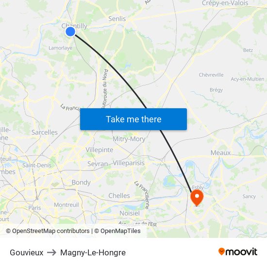 Gouvieux to Magny-Le-Hongre map