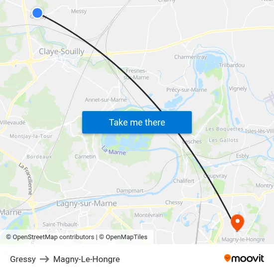 Gressy to Magny-Le-Hongre map
