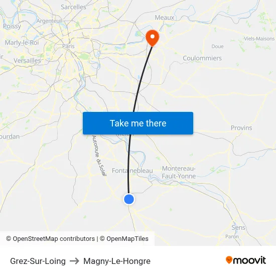 Grez-Sur-Loing to Magny-Le-Hongre map