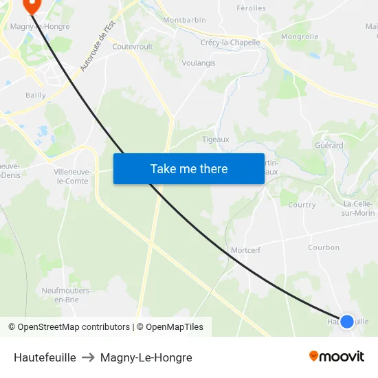 Hautefeuille to Magny-Le-Hongre map