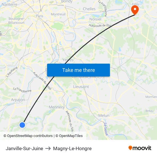 Janville-Sur-Juine to Magny-Le-Hongre map